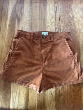 Madewell Cotton High Rise Shorts in Burnt Orange